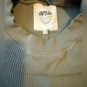 aerie sage green ribbed crewneck sweater